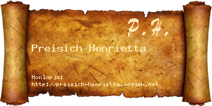 Preisich Henrietta névjegykártya